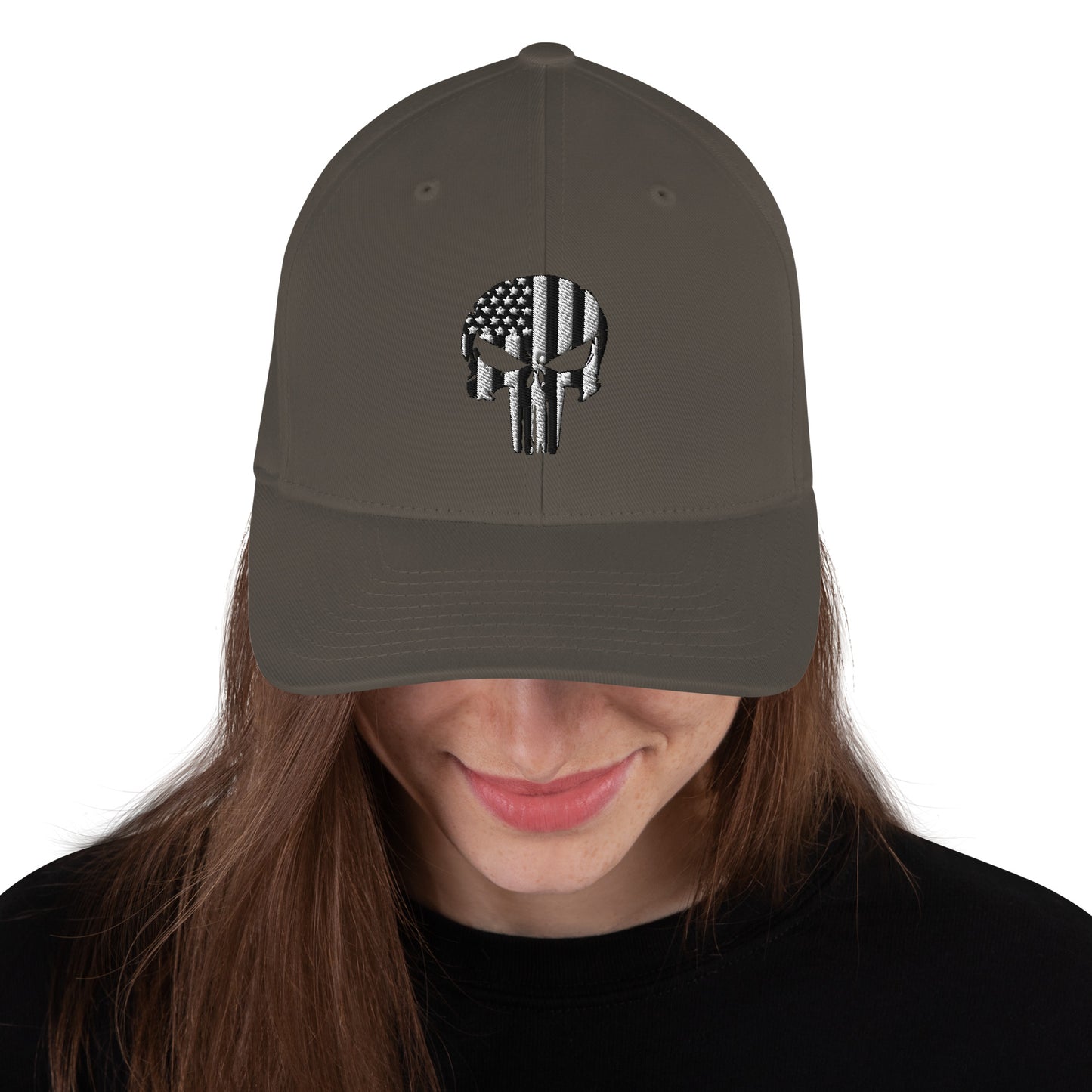 SOA American Flag Skull Flex Fit Cap