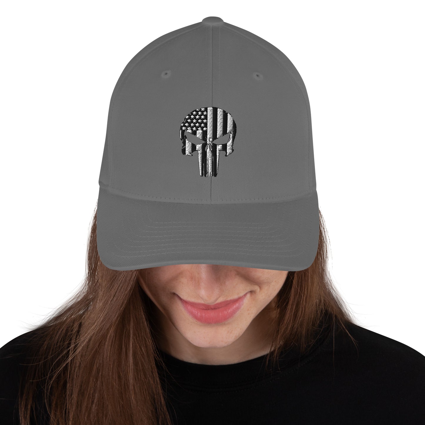 SOA American Flag Skull Flex Fit Cap