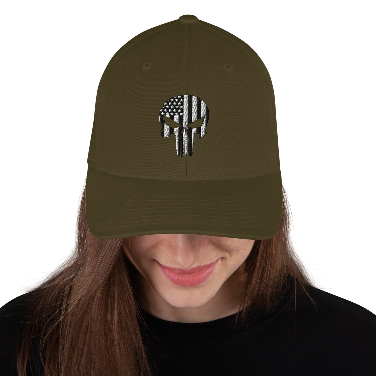 SOA American Flag Skull Flex Fit Cap