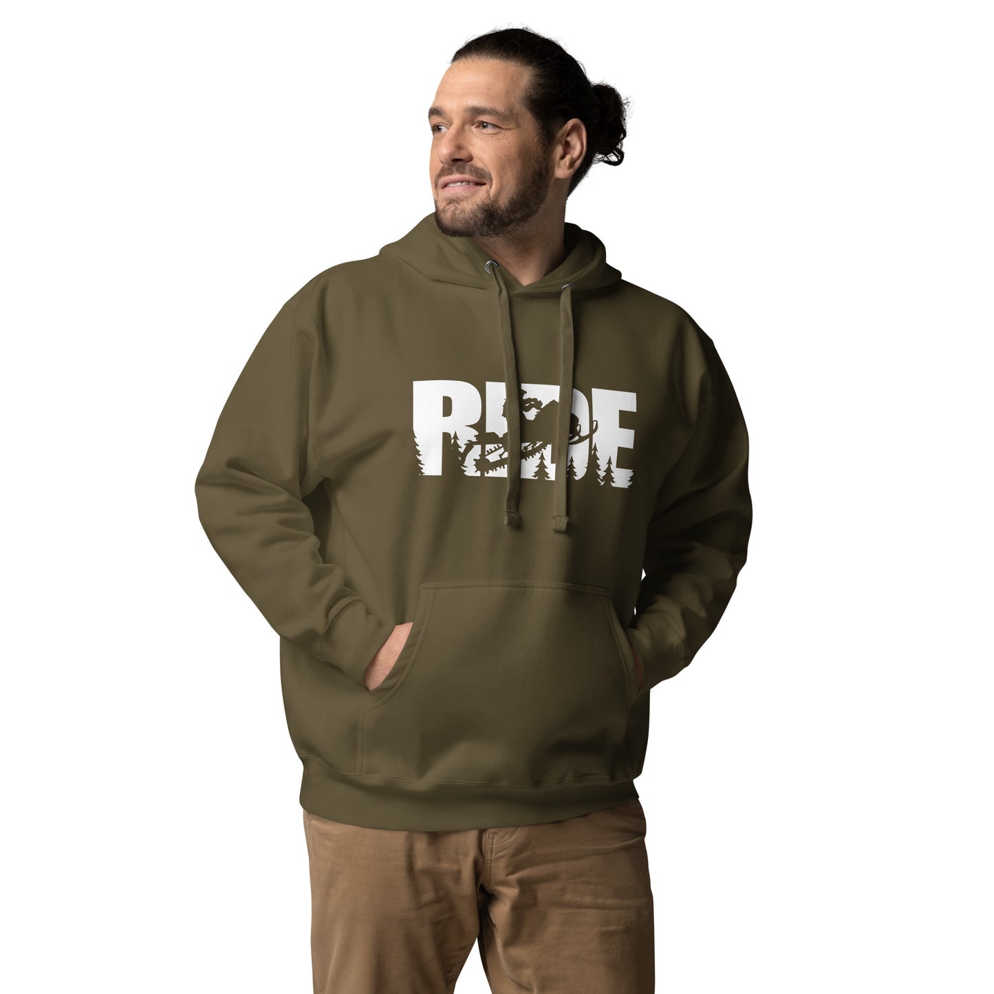 Ride Hoodie white letters